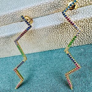 Dazzling Zigzag Rainbow Earrings – Gold Plated Multicolor Zigzag Earrings